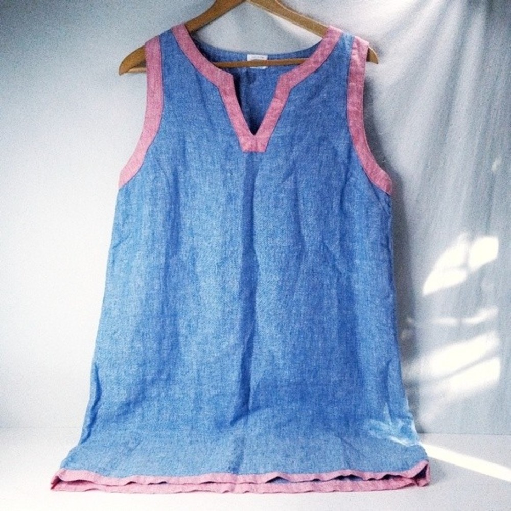 Sigrid Olsen Linen red and blue tunic Blouse L